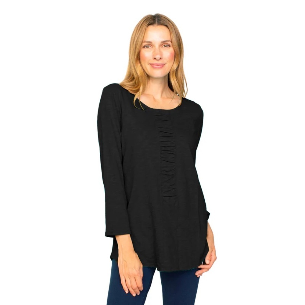 HABITAT | Cotton Ruched Shape Long Sleeve Black Tee